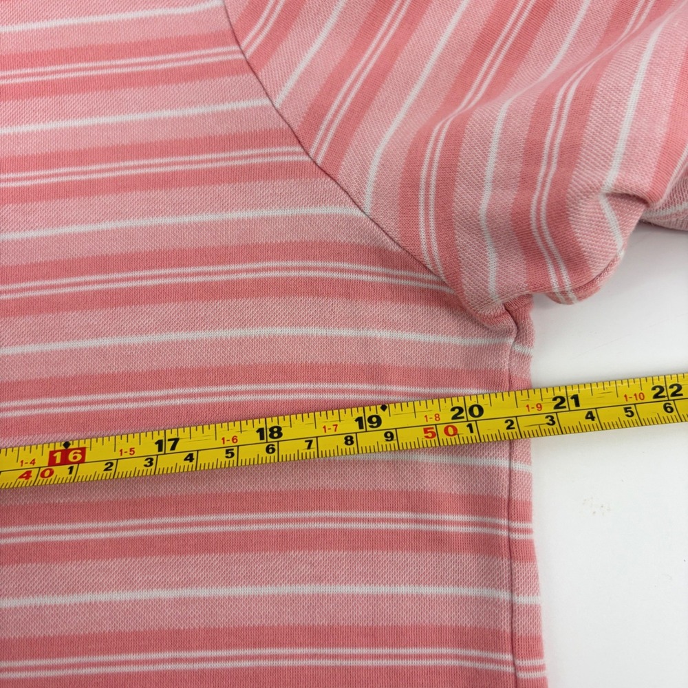 Lands End Mens Pink Striped Supima‎ Cotton Traditional Fit Polo Shirt Size M/T - Picture 8 of 9